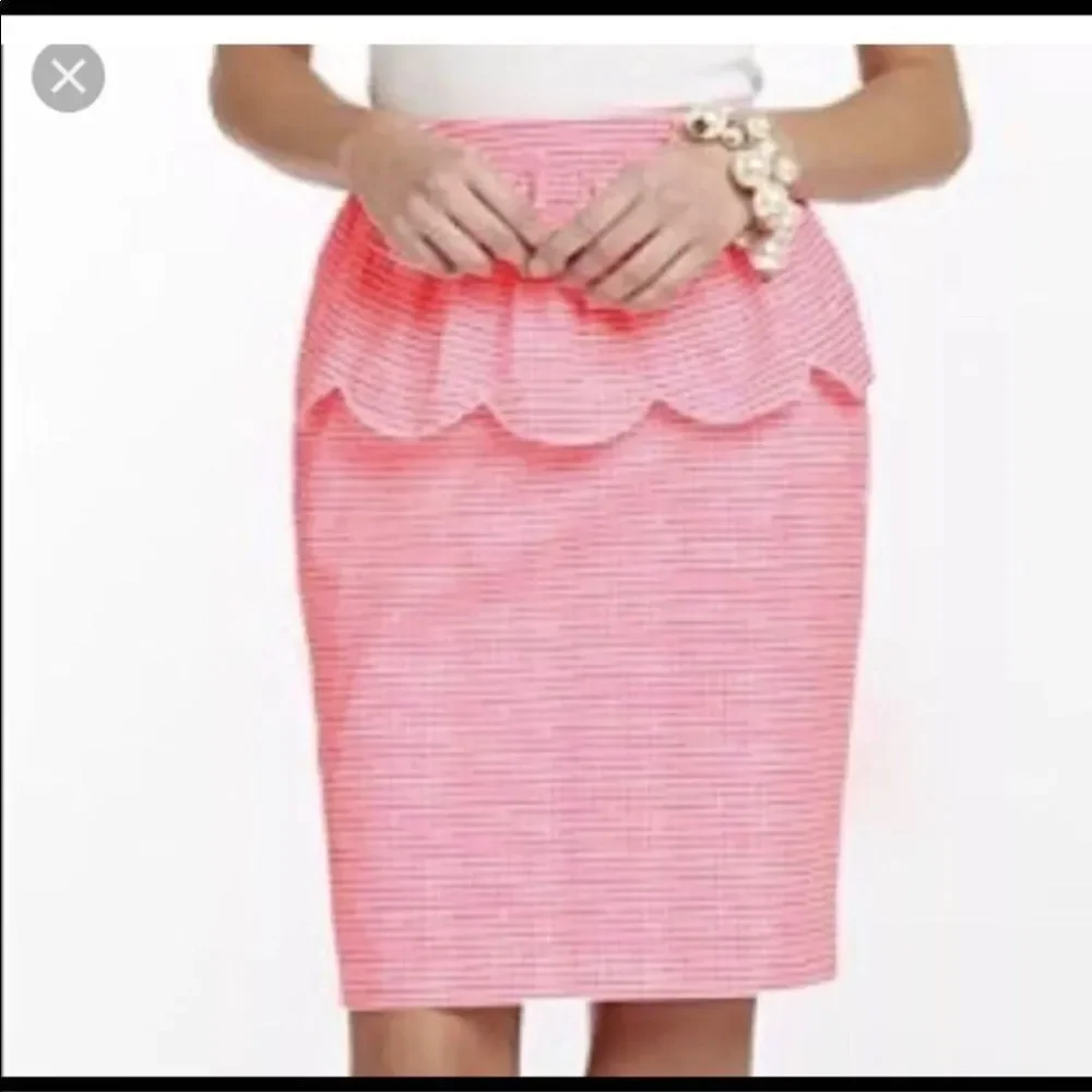 LILLY PULITZER | Thyme Hotty Pink Gingham Ruffle Pencil Skirt Women’s Size 2